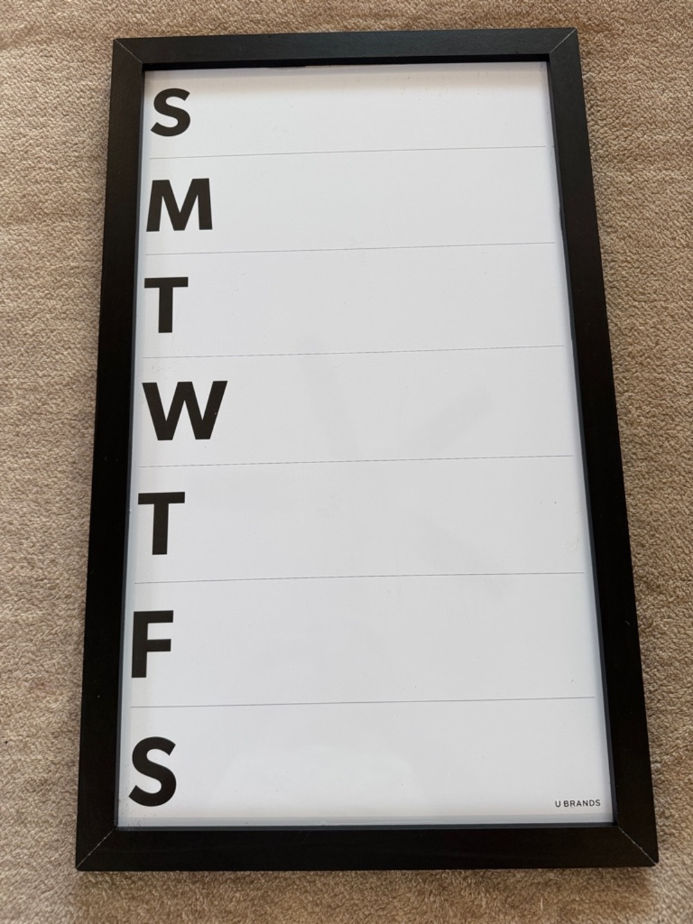 U Brands Black Weekly Dry-Erase Planner Board